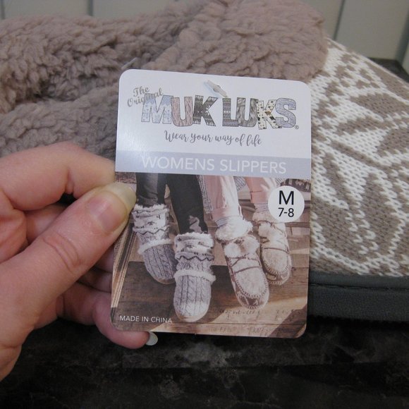 NWT Muk Luks gray purple white slippers M 7 8 - Picture 6 of 7
